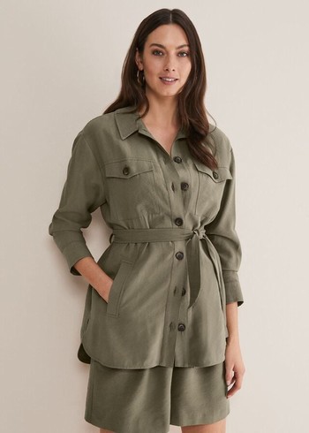 Phase Eight Leonar Co-Ord Shacket Coats Khaki USA | 3728650-LF